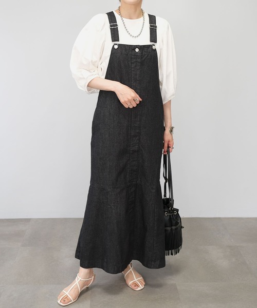 ＡＮＤＪ（アンドジェイ）の「【2022/AW】10ozデニムマーメイドサロペットワンピース（サロペット/オーバーオール・レディース・ブラック/ネイビー・M）」の9枚目の写真