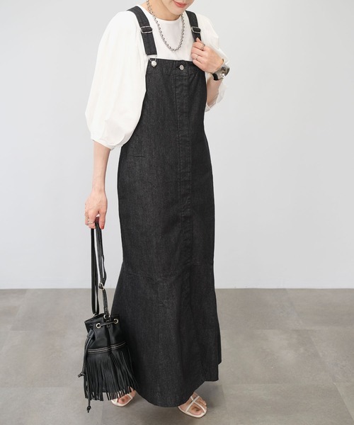 ＡＮＤＪ（アンドジェイ）の「【2022/AW】10ozデニムマーメイドサロペットワンピース（サロペット/オーバーオール・レディース・ブラック/ネイビー・M）」の15枚目の写真