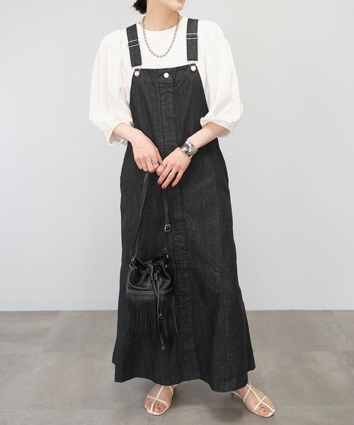 ＡＮＤＪ（アンドジェイ）の「【2022/AW】10ozデニムマーメイドサロペットワンピース（サロペット/オーバーオール・レディース・ブラック/ネイビー・M）」の7枚目の写真