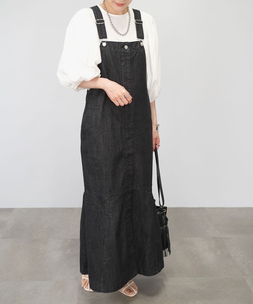 ＡＮＤＪ（アンドジェイ）の「【2022/AW】10ozデニムマーメイドサロペットワンピース（サロペット/オーバーオール・レディース・ブラック/ネイビー・M）」の5枚目の写真