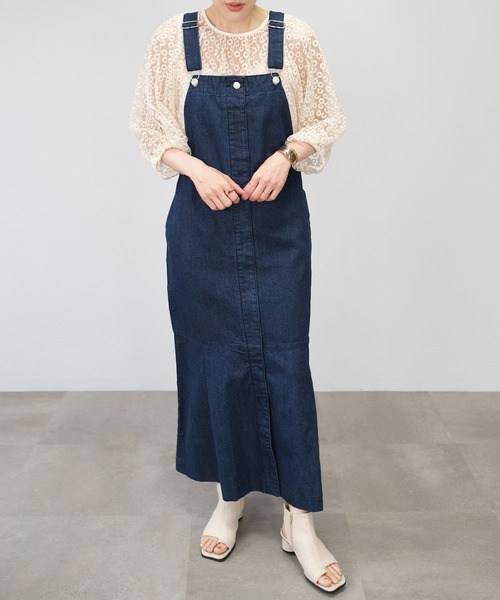 ＡＮＤＪ（アンドジェイ）の「【2022/AW】10ozデニムマーメイドサロペットワンピース（サロペット/オーバーオール・レディース・ブラック/ネイビー・M）」の6枚目の写真