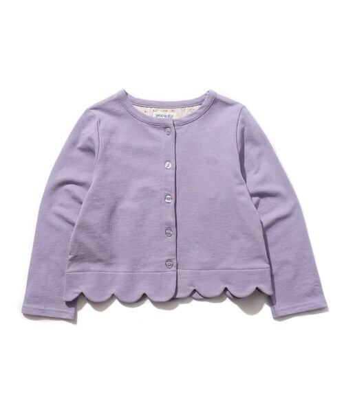SHOO・LA・RUE（シューラルー）の「◆【100-140cm】裾スカラップ裏毛カーディガン（カーディガン/ボレロ・キッズ・ネイビー/ライトパープル/ブラック・11/10/12/13/14）」の3枚目の写真