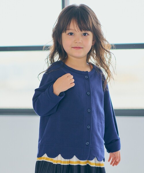 SHOO・LA・RUE（シューラルー）の「◆【100-140cm】裾スカラップ裏毛カーディガン（カーディガン/ボレロ・キッズ・ネイビー/ライトパープル/ブラック・11/10/12/13/14）」の12枚目の写真