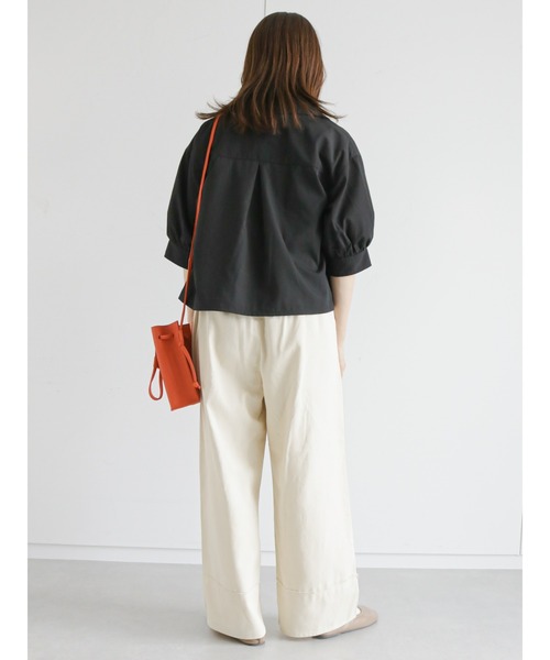 ehka sopo(エヘカソポ)の「パフスリーブ開襟シャツ(セットアップ可)(シャツ/ブラウス・レディース・グリーン/ブラウン/ブラック・フリ-)」の18枚目の写真