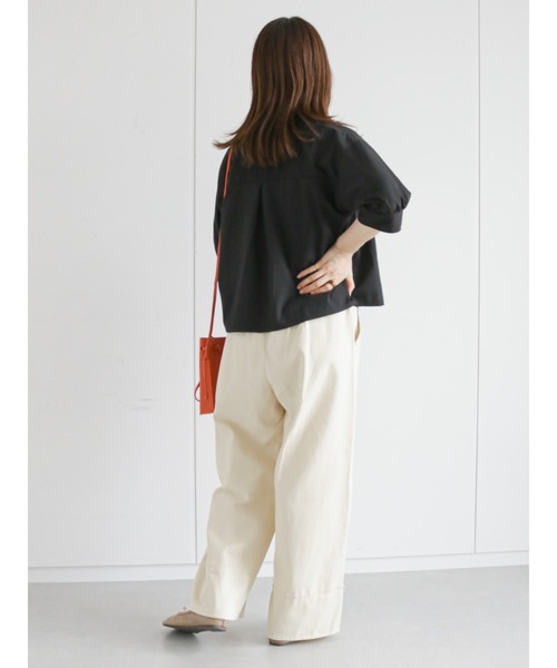 ehka sopo(エヘカソポ)の「パフスリーブ開襟シャツ(セットアップ可)(シャツ/ブラウス・レディース・グリーン/ブラウン/ブラック・フリ-)」の16枚目の写真