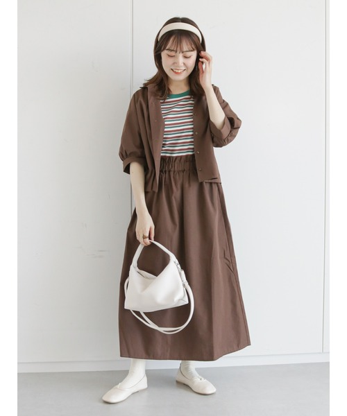 ehka sopo(エヘカソポ)の「パフスリーブ開襟シャツ(セットアップ可)(シャツ/ブラウス・レディース・グリーン/ブラウン/ブラック・フリ-)」の15枚目の写真