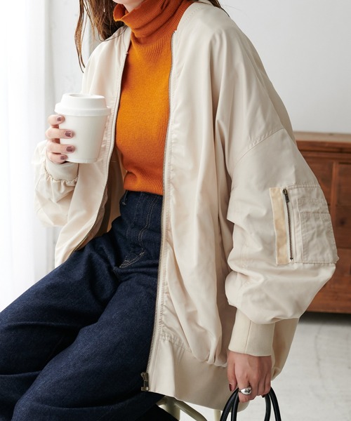 DISCOAT（ディスコート）の「ビッグMA1（MA-1・レディース・ホワイト系その他/ブラック/カーキ・FREE）」の6枚目の写真