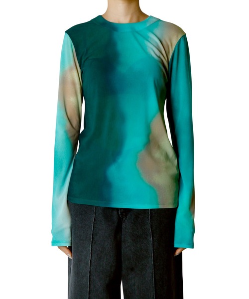 LE CIEL BLEU(ルシェルブルー)の「グラデーションジャージートップス / Gradation Jersey Top(Tシャツ/カットソー・レディース・パープル/グリーン・38/36)」の12枚目の写真