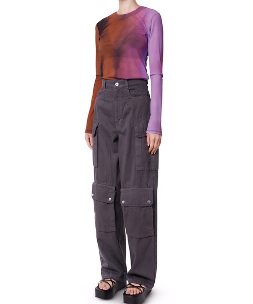 LE CIEL BLEU(ルシェルブルー)の「グラデーションジャージートップス / Gradation Jersey Top(Tシャツ/カットソー・レディース・パープル/グリーン・38/36)」の5枚目の写真