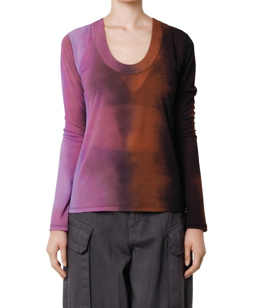 LE CIEL BLEU(ルシェルブルー)の「グラデーションジャージートップス / Gradation Jersey Top(Tシャツ/カットソー・レディース・パープル/グリーン・38/36)」の8枚目の写真