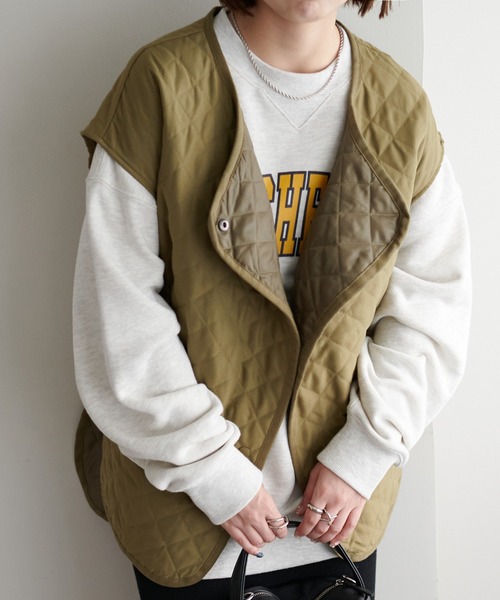 DISCOAT（ディスコート）の「キルティングベスト（ベスト・レディース・カーキ/ブラック/アイボリー・FREE）」の3枚目の写真