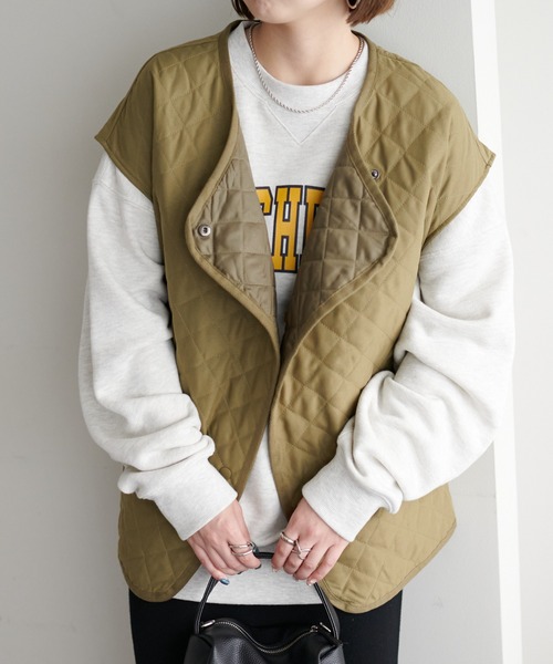 DISCOAT（ディスコート）の「キルティングベスト（ベスト・レディース・カーキ/ブラック/アイボリー・FREE）」の12枚目の写真