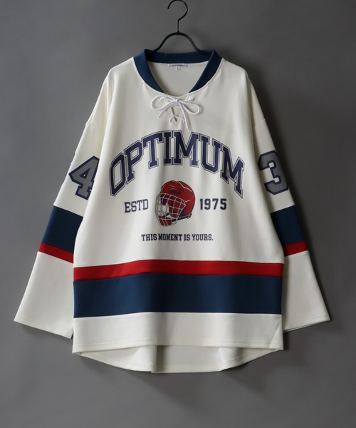 SITRY（シトリー）の「wide silhouette lace up hockey shirt/ワイドシルエット レースアップ ホッケー シャツ（スウェット・メンズ・ホワイト/ブラック/グリーン・M/L）」の2枚目の写真