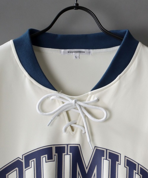 SITRY（シトリー）の「wide silhouette lace up hockey shirt/ワイドシルエット レースアップ ホッケー シャツ（スウェット・メンズ・ホワイト/ブラック/グリーン・M/L）」の7枚目の写真