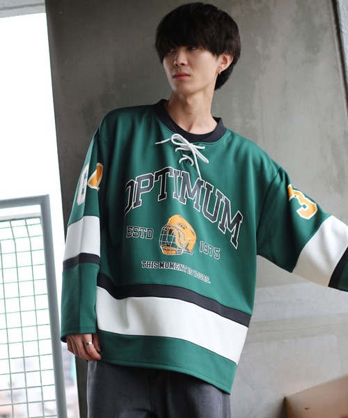 SITRY（シトリー）の「wide silhouette lace up hockey shirt/ワイドシルエット レースアップ ホッケー シャツ（スウェット・メンズ・ホワイト/ブラック/グリーン・M/L）」の15枚目の写真