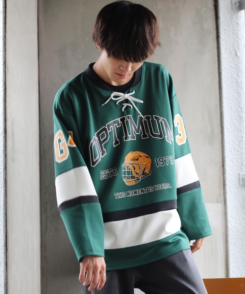 SITRY（シトリー）の「wide silhouette lace up hockey shirt/ワイドシルエット レースアップ ホッケー シャツ（スウェット・メンズ・ホワイト/ブラック/グリーン・M/L）」の17枚目の写真