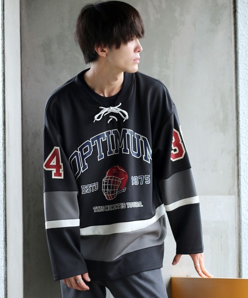 SITRY（シトリー）の「wide silhouette lace up hockey shirt/ワイドシルエット レースアップ ホッケー シャツ（スウェット・メンズ・ホワイト/ブラック/グリーン・M/L）」の22枚目の写真