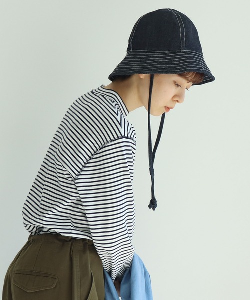 PAR ICI（パーリッシィ）の「コットンナイロンウェザー EDODAKIフィッシャーマンハット（ハット・レディース・グリーン/チャコールグレー・FREE）」の5枚目の写真