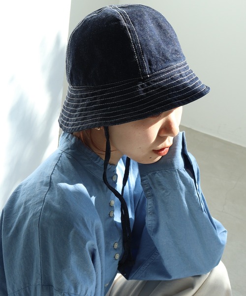 PAR ICI（パーリッシィ）の「コットンナイロンウェザー EDODAKIフィッシャーマンハット（ハット・レディース・グリーン/チャコールグレー・FREE）」の4枚目の写真