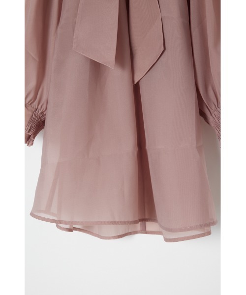 rienda(リエンダ)の「リボンネックシアートップス(Tシャツ/カットソー・レディース・ブラック/ベージュ/ピンク・FREE)」の5枚目の写真