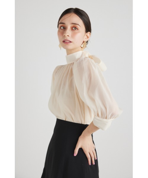 rienda(リエンダ)の「リボンネックシアートップス(Tシャツ/カットソー・レディース・ブラック/ベージュ/ピンク・FREE)」の20枚目の写真