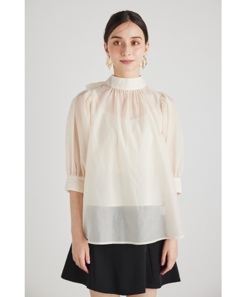 rienda(リエンダ)の「リボンネックシアートップス(Tシャツ/カットソー・レディース・ブラック/ベージュ/ピンク・FREE)」の21枚目の写真