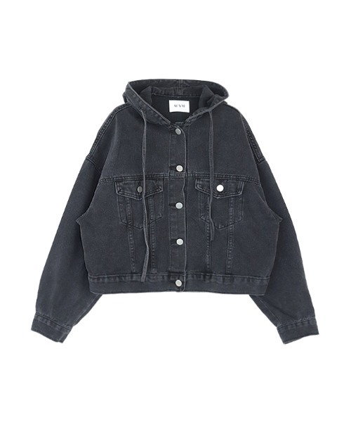 ACYM（アシーム）の「Hoodie mini ジャケット（デニムジャケット・レディース・ブラック/アイボリー・FREE）」の2枚目の写真