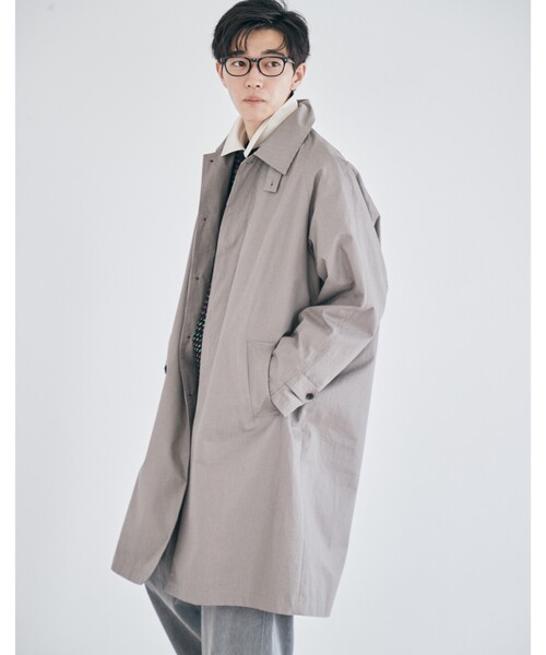 THE SHOP TK （ザ ショップ ティーケー ）の「◆【CLUEL presents】オーバーサイズシャンブレーステンカラーコート（ステンカラーコート・メンズ・ダークブラウン系5/サンドベージュ/チャコールグレー・01/02/03）」の4枚目の写真