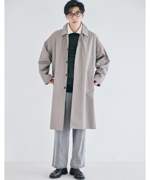 THE SHOP TK （ザ ショップ ティーケー ）の「◆【CLUEL presents】オーバーサイズシャンブレーステンカラーコート（ステンカラーコート・メンズ・ダークブラウン系5/サンドベージュ/チャコールグレー・01/02/03）」の5枚目の写真