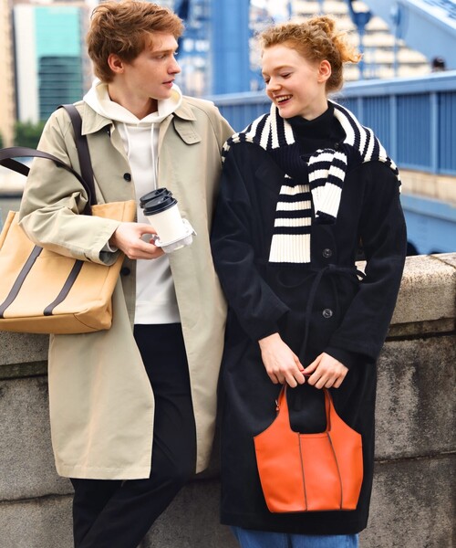 THE SHOP TK （ザ ショップ ティーケー ）の「◆【CLUEL presents】オーバーサイズシャンブレーステンカラーコート（ステンカラーコート・メンズ・ダークブラウン系5/サンドベージュ/チャコールグレー・01/02/03）」の10枚目の写真