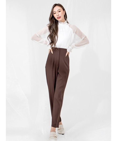 DURAS(デュラス)の「ハイウエストタックパンツ(その他パンツ・レディース・ブラック/ブラウン・SMALL/MEDIUM)」の1枚目の写真