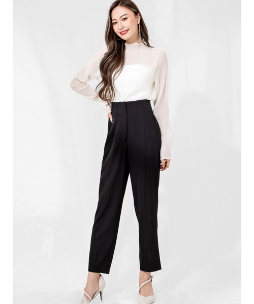 DURAS(デュラス)の「ハイウエストタックパンツ(その他パンツ・レディース・ブラック/ブラウン・SMALL/MEDIUM)」の3枚目の写真