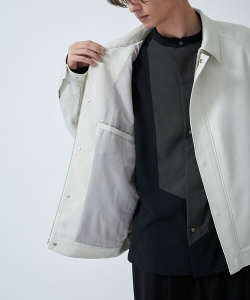 CITY TOKYO（シティトウキョウ）の「【洗える/シワ防止】NEOジェネレーションジップアップブルゾン リラックスフィット/異素材切り替えデザイン（ブルゾン・メンズ・ブラック/グレイッシュベージュ/グリーン・1/3/2）」の19枚目の写真