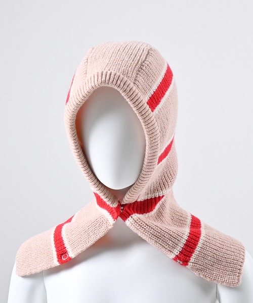 Felt-Maglietta(フェルトマリエッタ)の「ニットフードバラクラバ(ネックウォーマー/スヌード・レディース・グリーン/フューシャピンク/ピンク/ベージュ・FREE)」の9枚目の写真