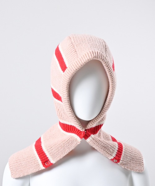 Felt-Maglietta(フェルトマリエッタ)の「ニットフードバラクラバ(ネックウォーマー/スヌード・レディース・グリーン/フューシャピンク/ピンク/ベージュ・FREE)」の10枚目の写真