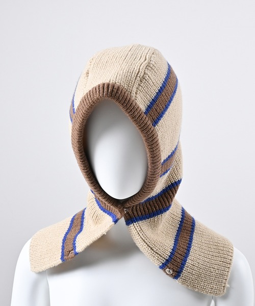 Felt-Maglietta(フェルトマリエッタ)の「ニットフードバラクラバ(ネックウォーマー/スヌード・レディース・グリーン/フューシャピンク/ピンク/ベージュ・FREE)」の17枚目の写真