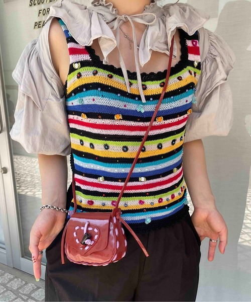 HEY!MrsROSE（ヘイミセスローズ）の「HEY! Mrs ROSE(ヘイ！ミセスローズ)ステッチハートポーチ（ショルダーバッグ・レディース・ブラック/シルバー/グリーン/ホワイト/その他・FREE）」の8枚目の写真