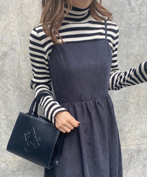 one after another NICE CLAUP（ワンアフターアナザーナイスクラップ）の「ボリューム感がポイント。Aラインキャミワンピース（ワンピース・レディース・ブラック/ピンク/モカ/ホワイト系その他・FREE）」の8枚目の写真