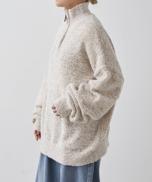 MONO-MART LADY'S(モノマートレディース)の「ブークレメランジハーフジップニットプルオーバー(ニット/セーター・レディース・ブラック/アイボリー/グリーン/ネイビー/イエロー/オレンジ/ダークネイビー・FREE)」の16枚目の写真