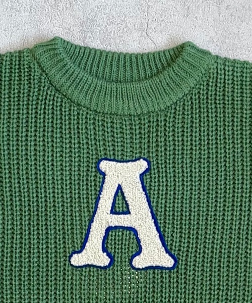 BIG FIELD（ビッグフィールド）の「【おうちで洗えるニット】サガラワッペンリブセーター（kids/XS～LL）（ニット/セーター・キッズ・チャコール/グリーン・XS/S/M/L/LL）」の9枚目の写真