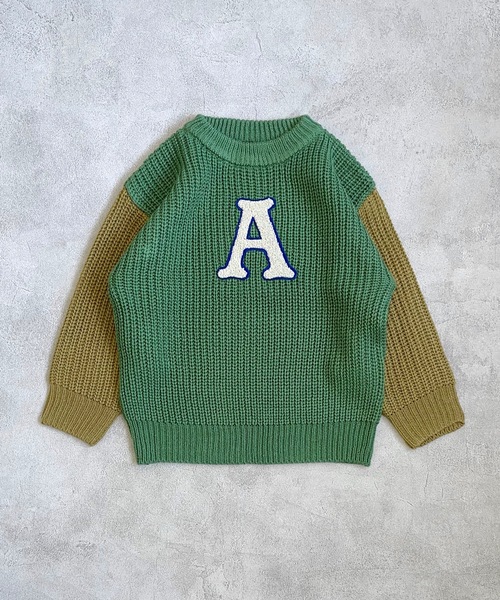 BIG FIELD（ビッグフィールド）の「【おうちで洗えるニット】サガラワッペンリブセーター（kids/XS～LL）（ニット/セーター・キッズ・チャコール/グリーン・XS/S/M/L/LL）」の6枚目の写真
