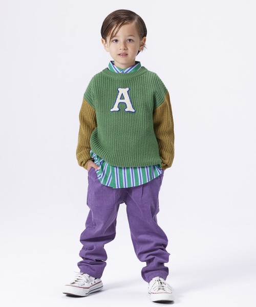 BIG FIELD（ビッグフィールド）の「【おうちで洗えるニット】サガラワッペンリブセーター（kids/XS～LL）（ニット/セーター・キッズ・チャコール/グリーン・XS/S/M/L/LL）」の4枚目の写真