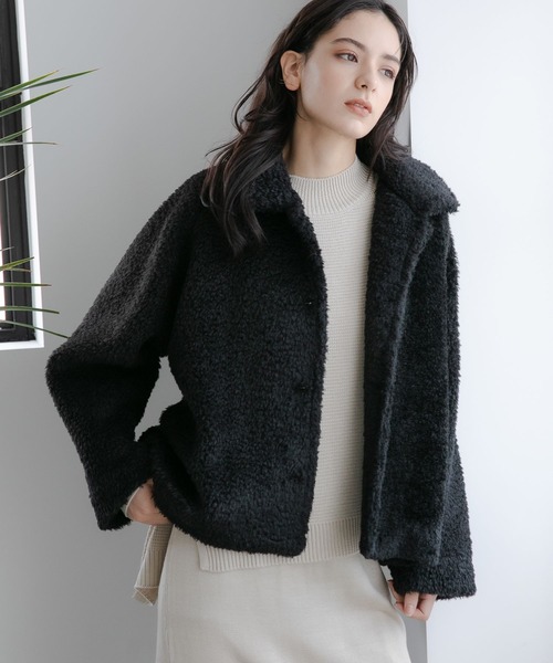 綺麗❗️ボアショートコート ふわふわモヘア 可愛い✨ ブラック クロエコレクション 中古・古着通販】Chloe (クロエ) チェックモヘアショートコート マルチ