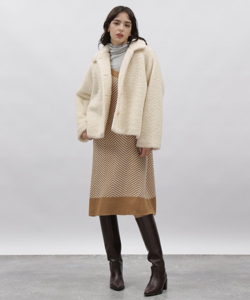 LAKOLE（ラコレ）の「ボアショートブルゾン / 174823（その他アウター・レディース・アイボリー/ブラック/サンドグレー・SMALL/MEDIUM）」の7枚目の写真