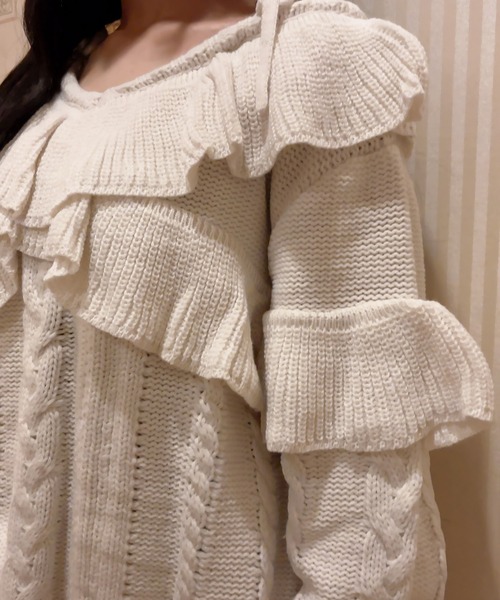 Swankiss（スワンキス）の「LC Barbie knit（ニット/セーター・レディース・ホワイト/ブラック/マジェンタ・FREE）」の8枚目の写真