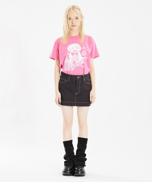 X-girl（エックスガール）の「LOW RISE MINI SKIRT（スカート・レディース・ブラック/インディゴブルー/ベージュ・M/S/XS）」の4枚目の写真