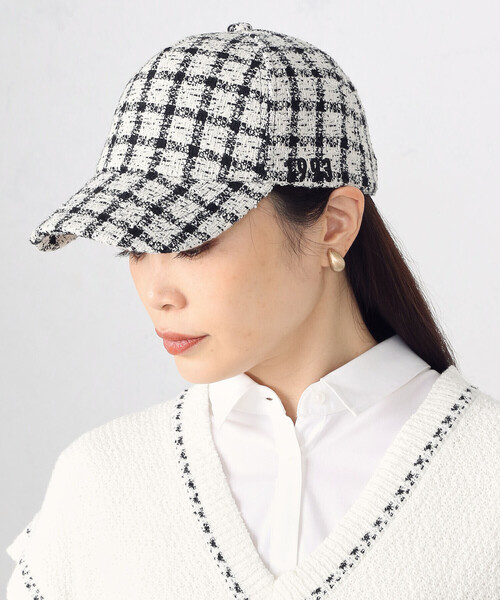 COMME CA ISM（コムサイズム）の「サマーツイードキャップ（キャップ・レディース・ネイビー/ベージュ/ホワイト×ブラック・FREE）」の2枚目の写真