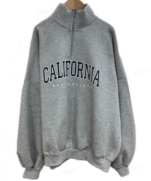 Dalfwin（ダールフィン）の「韓国ファッションCALIFORNIAロゴハーフジップオーバーサイズスウェット（スウェット・レディース・ブラック/カーキ/グレー/オートミール/グレー系その他2/ブラック系2/カーキ系2/ベージュ系2/グレー系2・FREE）」の18枚目の写真