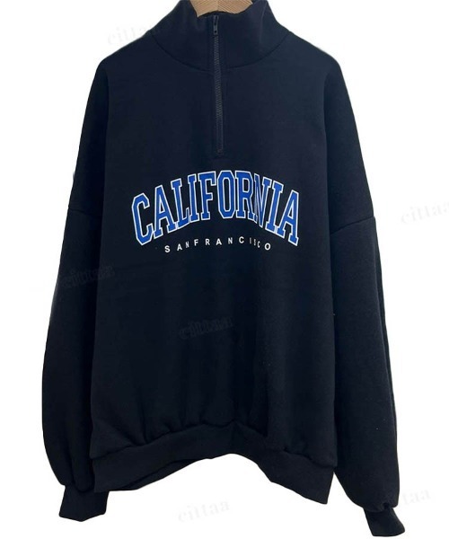 Dalfwin（ダールフィン）の「韓国ファッションCALIFORNIAロゴハーフジップオーバーサイズスウェット（スウェット・レディース・ブラック/カーキ/グレー/オートミール/グレー系その他2/ブラック系2/カーキ系2/ベージュ系2/グレー系2・FREE）」の14枚目の写真