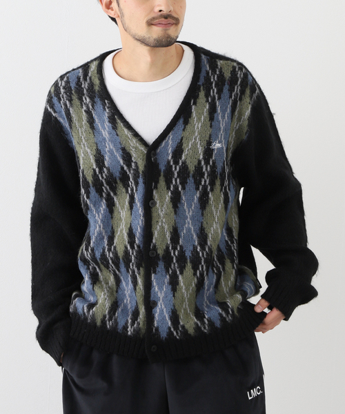【LMC】CLASSIC ARGYLE BRUSHED CARDIGAN